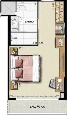 Apartamento com 1 quarto para venda, 24 m² por R$ 330.000 - Cabral - Curitiba/PR - foto 2